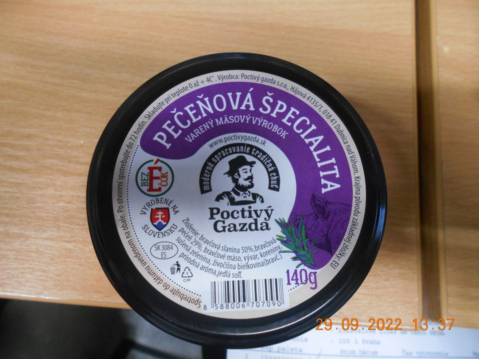 Zistené chýbajúce percentuálne zastúpenie zložky, použitej v názve výrobku - mäso.