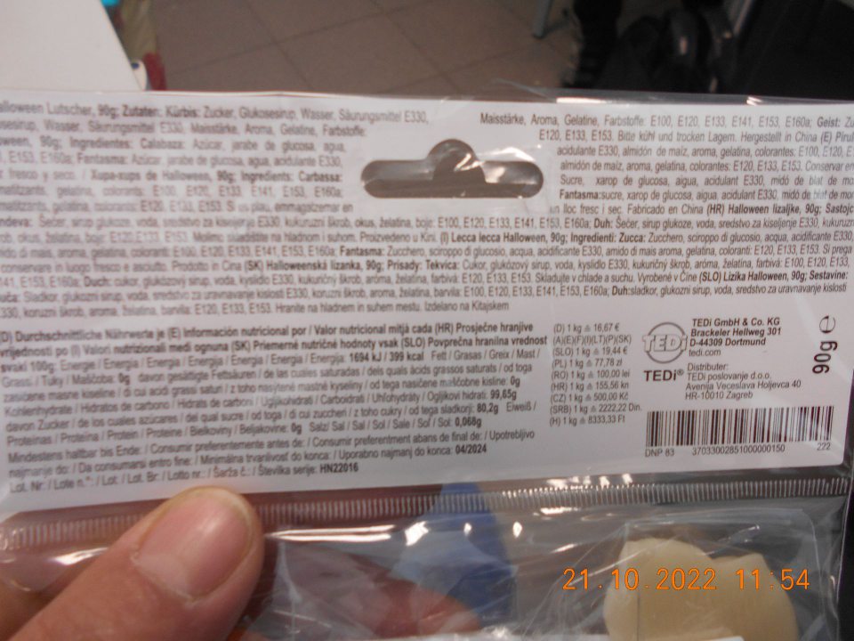  Nesprávne uvedené výživové údaje. 2.) Nesprávne uvedené niektoré výrazy ( prísady, distributer, dystrybutor, prostriedok na zvýšenie hygroskopicity, rozptýlený kečup).