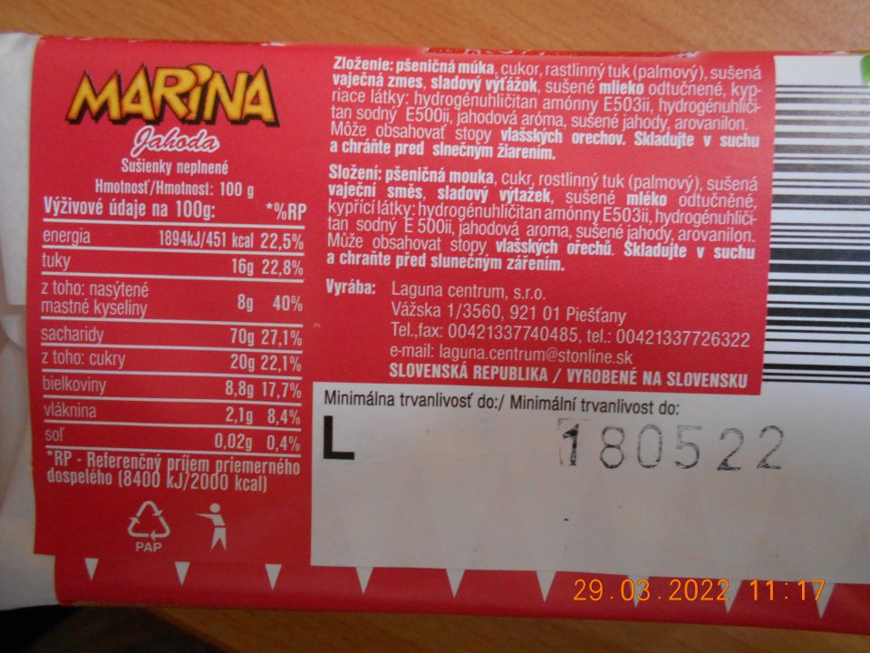 Zistené uvádzanie do obehu jedného druhu potravinárskeho výrobku, u ktorého v zložení chýbal údaj o pecentuálnom zastúpení zložky, uvedenej v názve výrobku