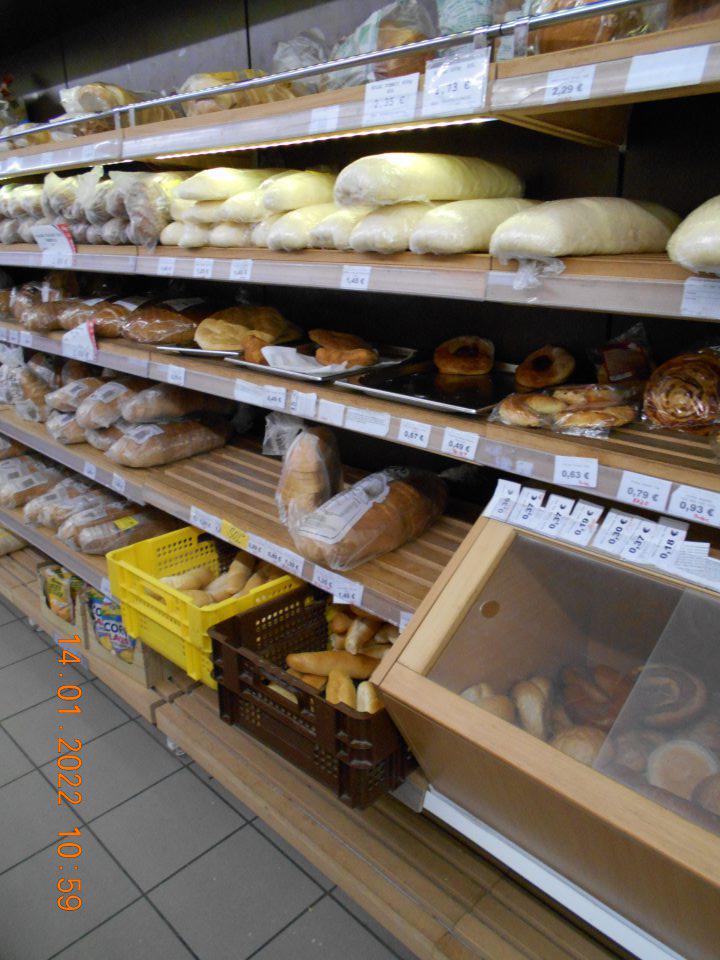 Nebalené pekárske výrobky nie sú ponúkané na predaj hygienickým spôsobom.
