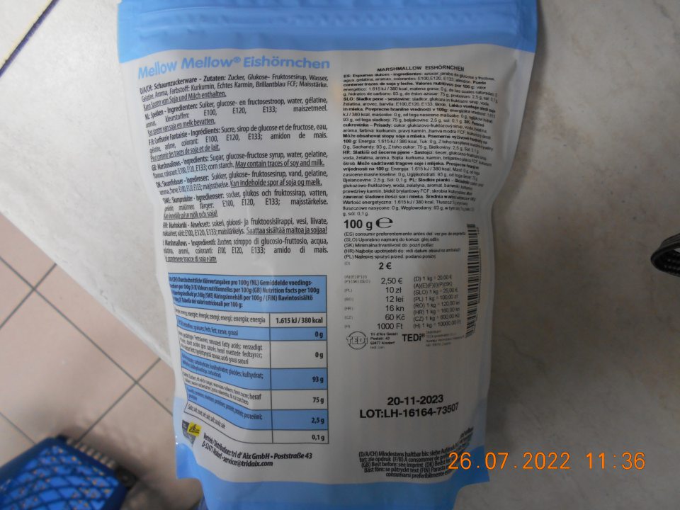 Nesprávne uvedený údaj "Prísady".