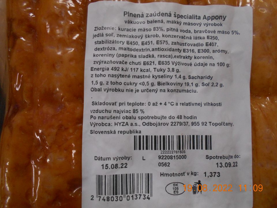  	Zistené uvádzanie do obehu troch druhov potravinárskych výrobkov s nesprávnym označením. Údaje neboli pre spotrebiteľa jasné, zrejmé a zrozumiteľné. 