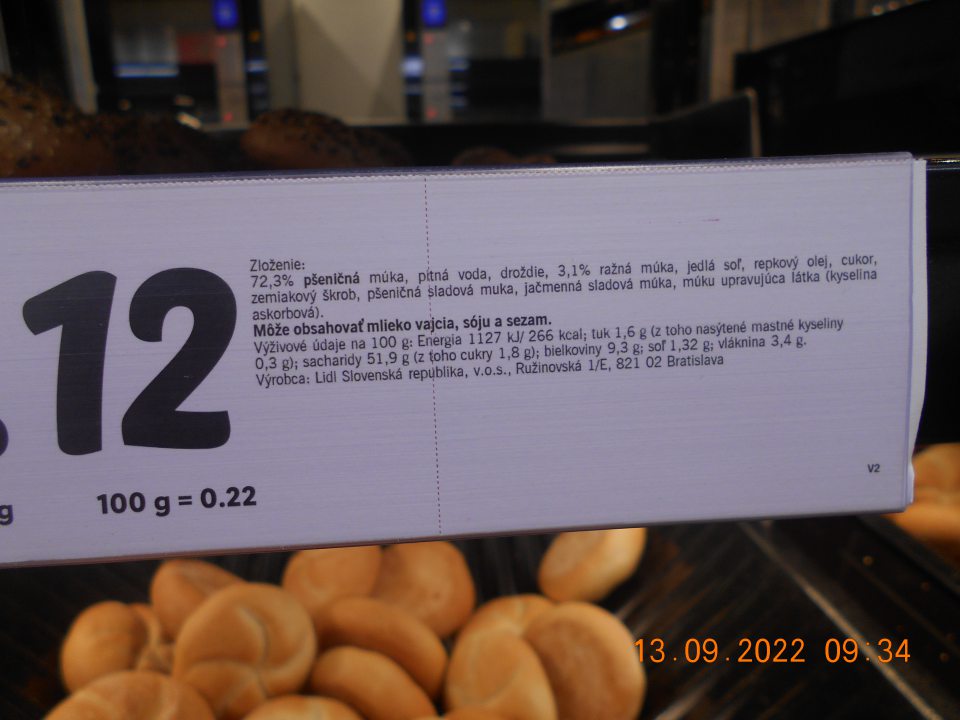  	Nezvýraznené alergény v zložení 1 výrobku, uvedeného v blízkosti jeho predaja
