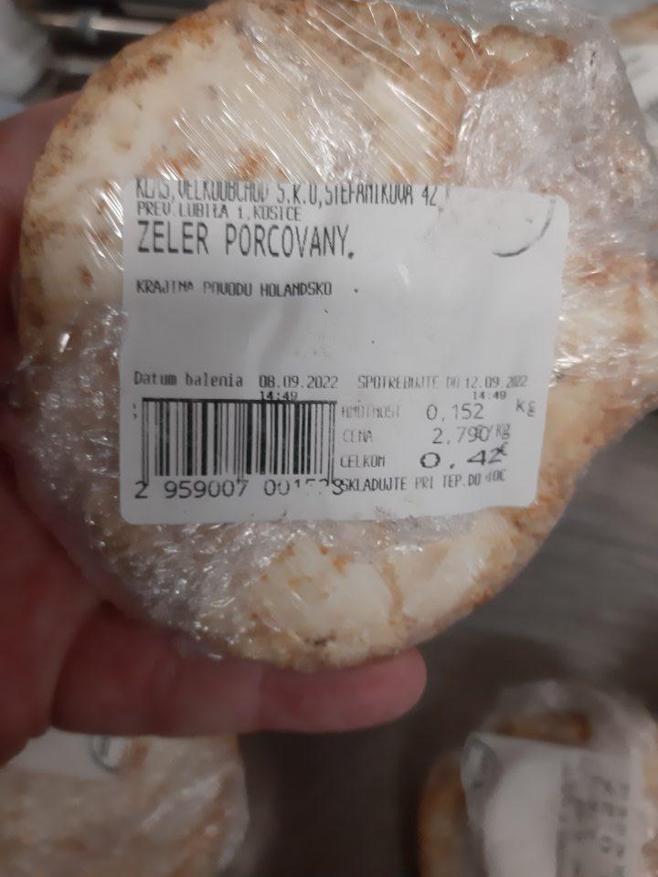 Porciovaný zeler, balený 8.9.2022 umiestňovaný na trh ešte 14.10.2022!