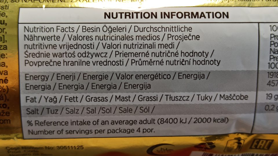 Umiestňovanie na trh potraviny s nesprávnym označením.