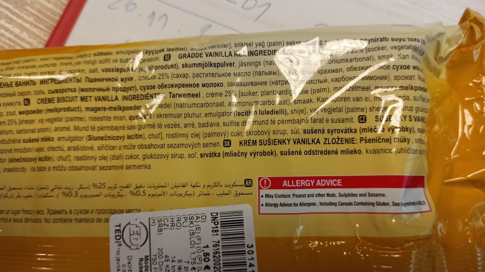 Umiestňovanie na trh potraviny s nesprávnym označením.