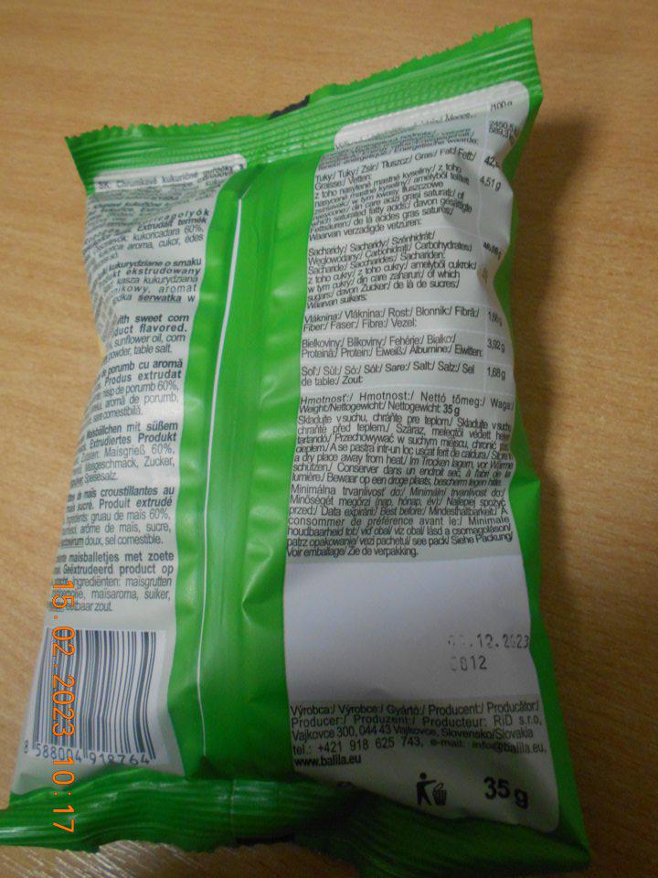Zistený nedostatok u jedného druhu výrobku: CORN BALLS SWEET CORN FLAVOR Chrumkavé kukuričné guľôčky s príchuťou sladkej kukurice - nedotlačený dátum minimálnej trvanlivosti (nedotlačený deň).