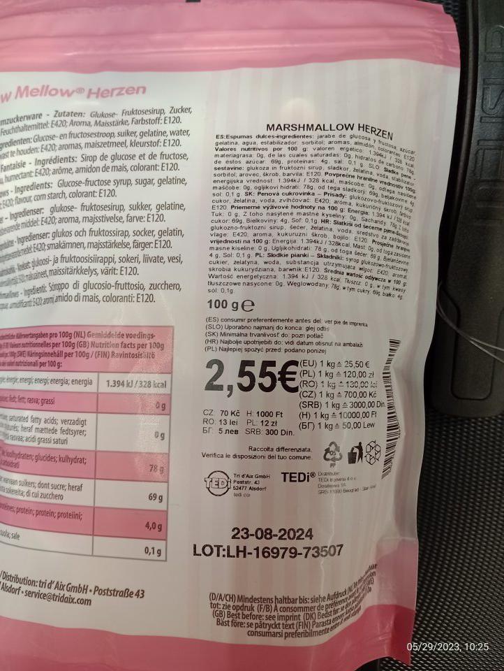 V čase kontroly boli zistené nedostatky: - nesprávne uvedený výraz "Prísady", správny výraz "Zloženie"