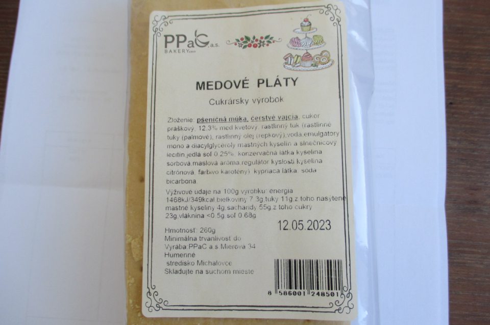Prekročenie najvyššieho množstva kyseliny sorbovej vo vzorke – Medové pláty 260g. 