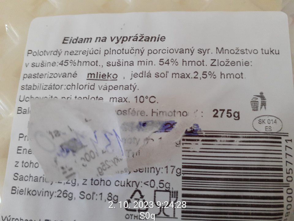 Zistenie prečiarknutia dátumu spotreby.