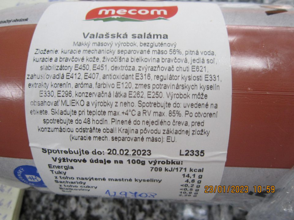 Umiestňovanie na trh rozbalených mäsových výrobkov bez označenia času a dátumu otvorenia