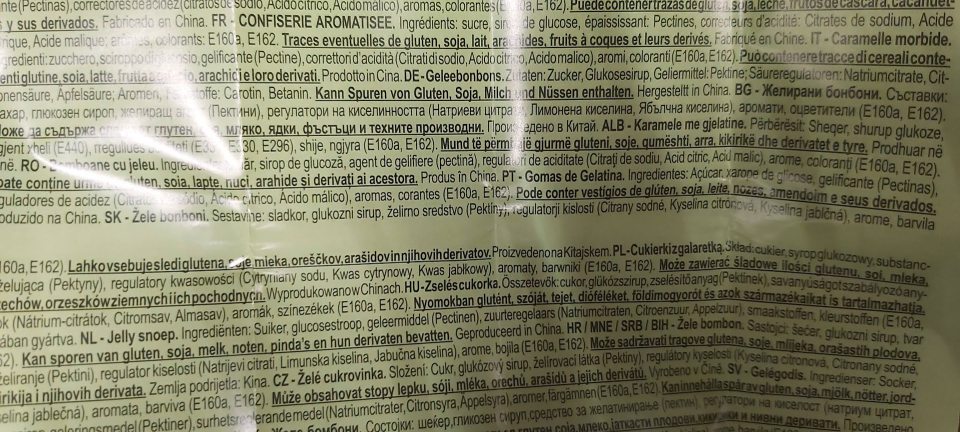 Údaje o zložení výrobku nie sú uvedené v kodifikovanej podobe štátneho jazyka