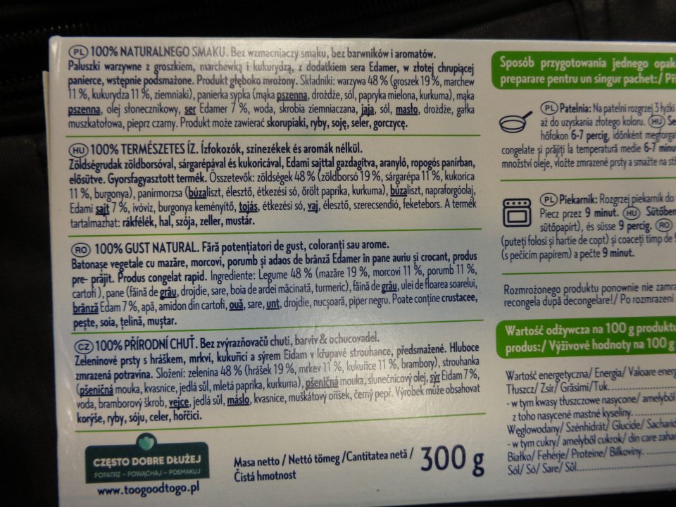 Paluszki warzywne, 300g, cena 2,39€, 18ks-chýba označenie v slovenskom jazyku