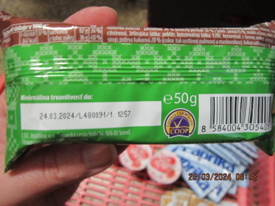 Perník s ovocno-jahodovou náplňou v kakaovej poleve po uplynutí dátumu minimálnej trvanlivosti (5 ks)