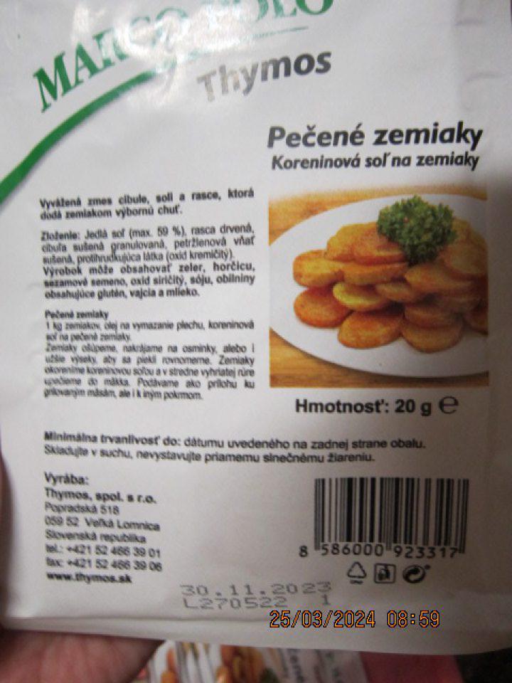Pečené zemiaky - koreninová soľ na zemiaky po uplynutí dátumu minimálnej trvanlivosti (13 ks)