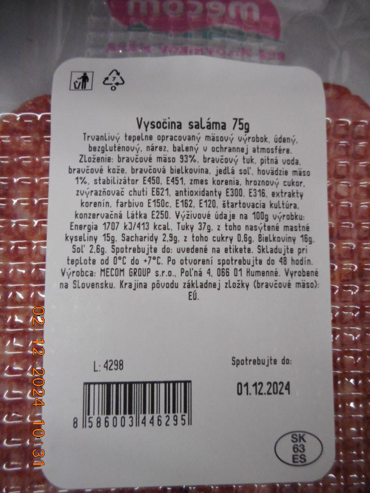 Predaj tovaru po dátume spotreby.