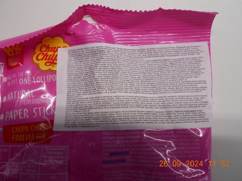 Nesprávne uvedené- Priemerné nutričné hodnoty, uhľohydráty.