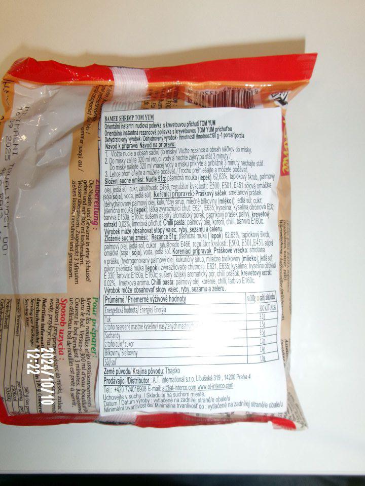 Nesprávne uvedené výživové údaje.