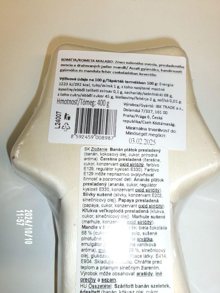 Neuvedenie presného odkazu na prídavnú látku E322 v zložení jedného druhu potravinárskeho výrobku, ktorá bola zvýraznená tučným písmom.