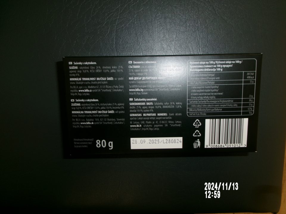 Zistené nesprávne označenie dvoch druhov sušienok- v označení neboli zložky zoradené v zostupnom poradí. 