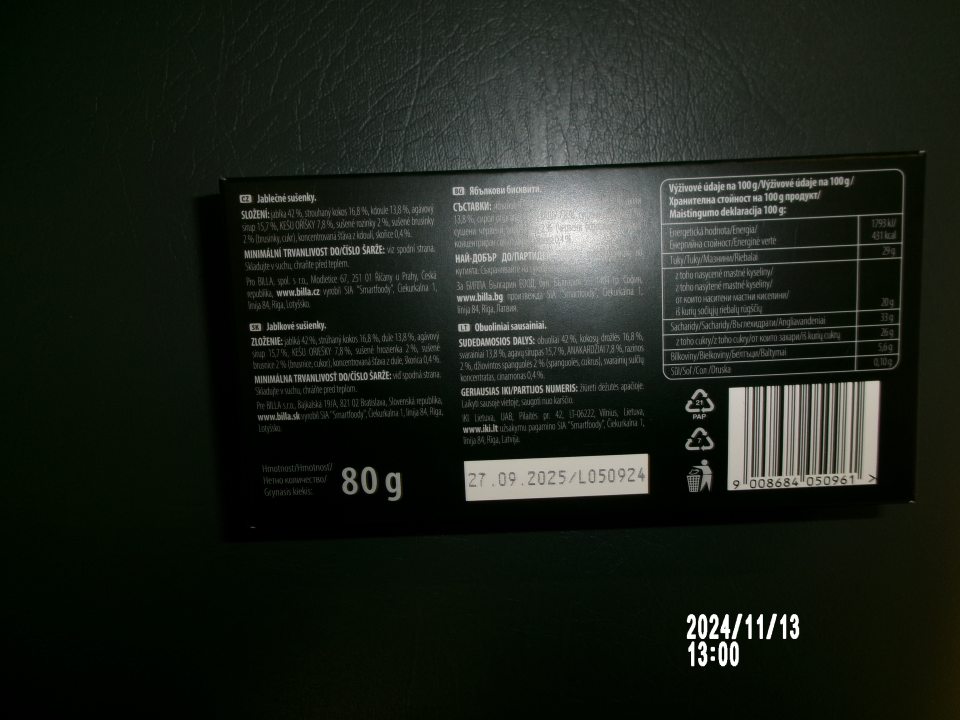 Zistené nesprávne označenie dvoch druhov sušienok- v označení neboli zložky zoradené v zostupnom poradí. 