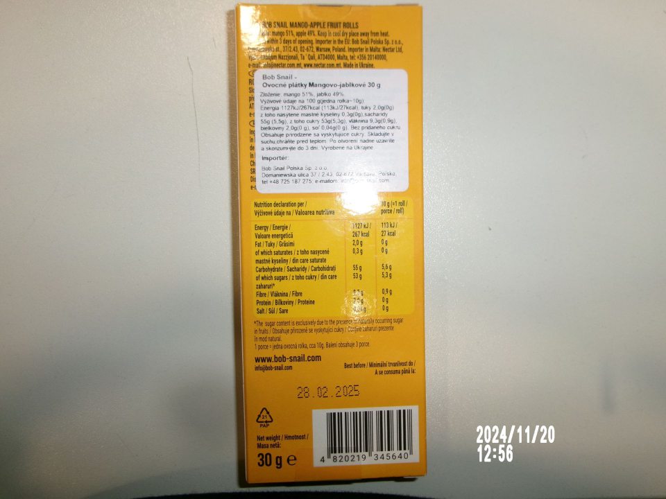 Chýbajúci opisný názov a fyzikálny stav u štyroch druhov potravinárskych výrobkov. 