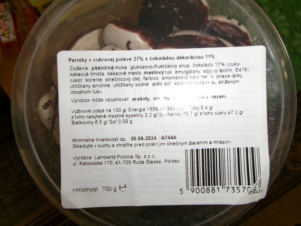  v zložení výrobku nebola odlíšená látka spôsobujúca alergie alebo neznášanlivosť (sójový lecitín)