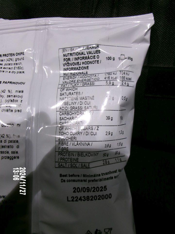 Nesprávne uvedené výživové údaje.