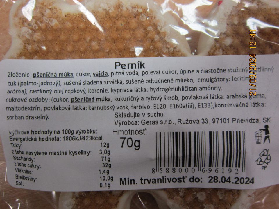 V zozname zložiek výrobku  nie sú oproti zvyšnej časti zoznamu zdôraznené zložky „sušená sladená srvátka“ a „sušené odstredené mlieko“.