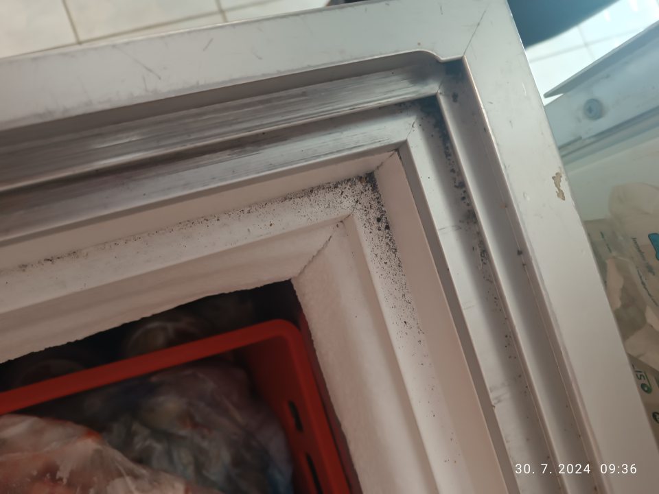 nevyhovujúci stav mraziaceho zariadenia nachádzajúceho sa na predajnej ploche (mraziace zariadenie znečistené vo vodiacich lištách)