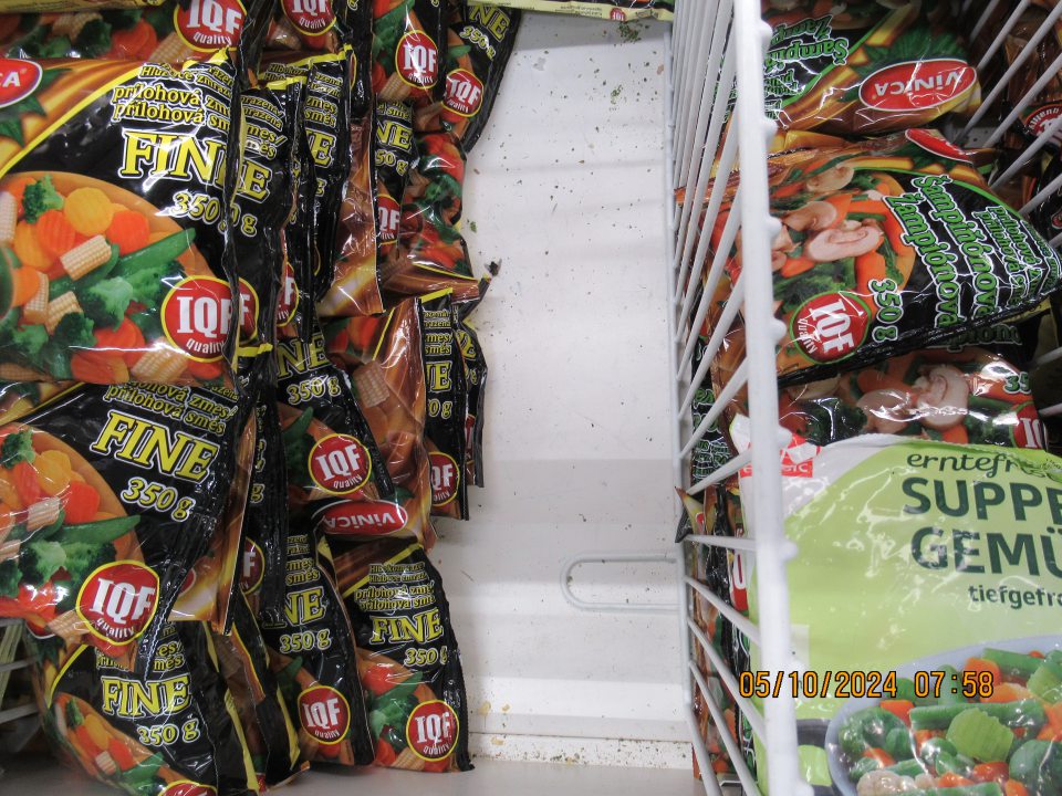  Znečistenie mraziacich zariadení pri predaji mrazeného ovocia a zeleniny.