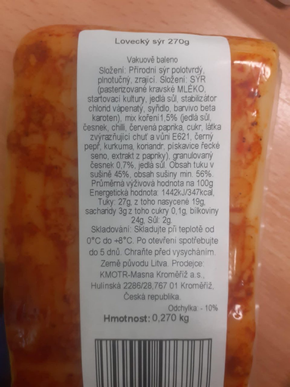 Výrobok neoznačený v kodifikovanej podobe štátneho jazyka.