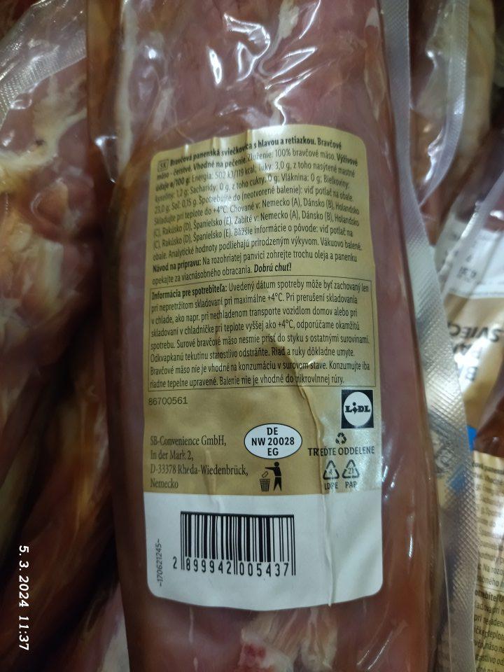 Bravčové mäso neoznačené povinnými údajmi chované a zabité, resp.pôvod.