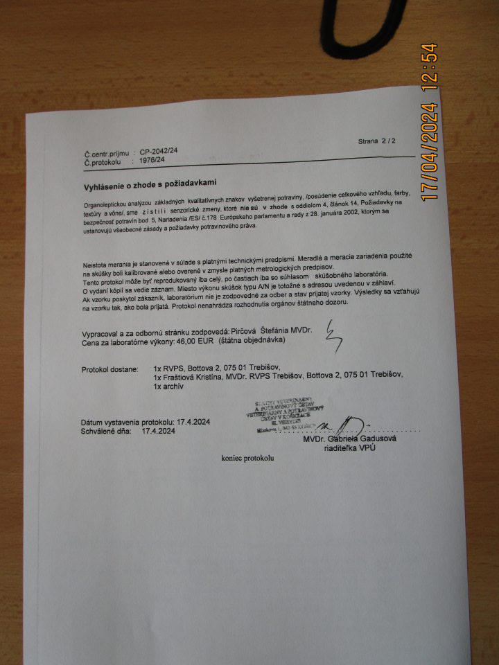 nevyhovujúce laboratórne analýzy