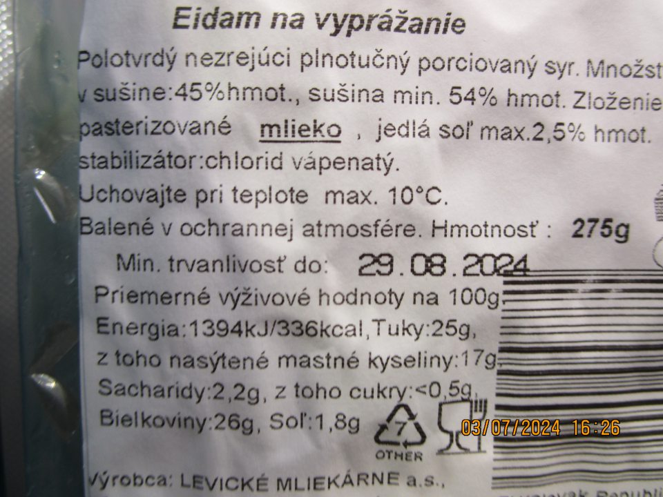 Povinný údaj ,,minimálna trvanlivosť do" v nesprávnom tvare. 