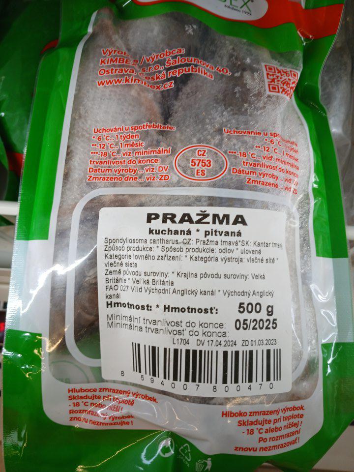 hlbokomrazená ryba Pražma po DMT, DMT: 05/2025