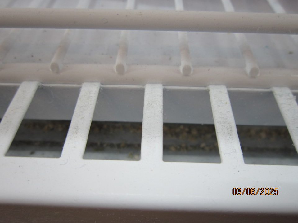 Pod kovovou mriežkou mraziacich vitrín pre mrazené mliečne výrobky a polotovary sa nachádzajú nečistoty. 