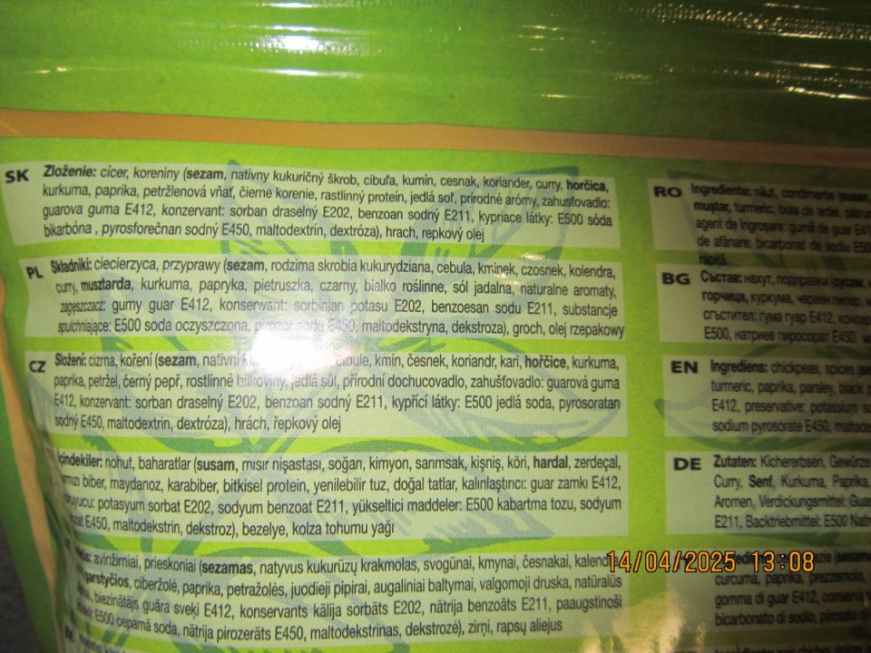 Nie je uvedený názov alebo opisný názov výrobku v štátnom jazyku.