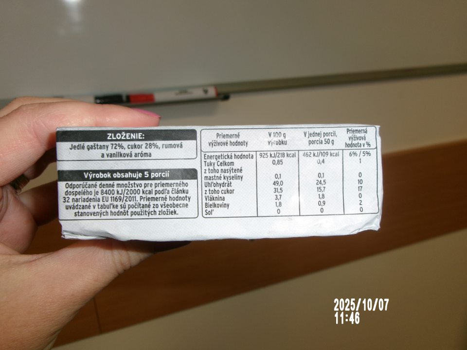 Zistené nesprávne uvedenie terminológie výživových údajov u jedného druhu hlbokozmrazenej potraviny.