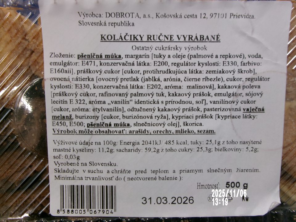 V označení výrobku nezvýraznená zložka spôsobujúca alergie alebo neznášanlivosť.