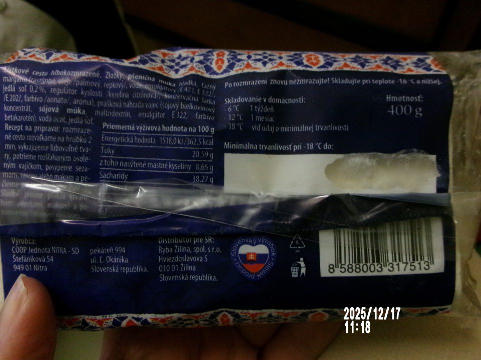Zistené uvádzanie do obehu jedného druhu hlbokozmrazenej potraviny, u ktorého chýbal (respektíve bol odstránený) údaj o dátume minimálnej trvanlivosti.