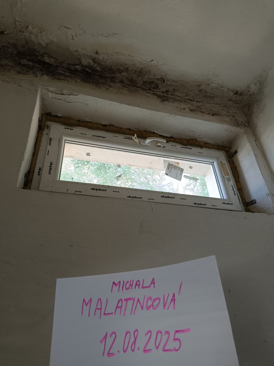 V prevádzke, vo WC pre zamestnancov silne zavlhnutý a plesnivý strop