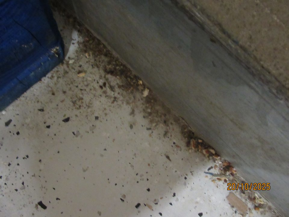  Mraziace zariadenie na uchovávanie hlbokozmrazených pekárskych polotovarov: znečistenie podlahy.