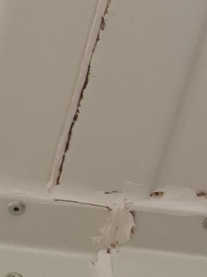 V skladových priestoroch v chladiacom boxe mäsa v hornej časti korózia okolia spojovacích líšt.